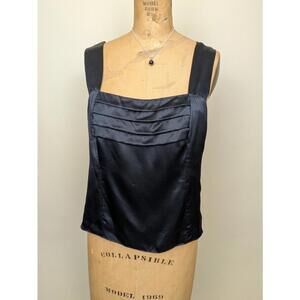 y2k black silk cami top